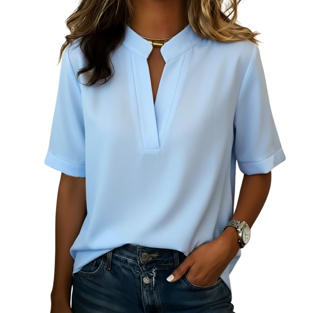 SVEVA | KORTÆRMET BLOUSE I LØS PASFORM