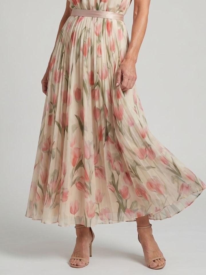 Aurelle | Halterneck Blomster Midi Kjole