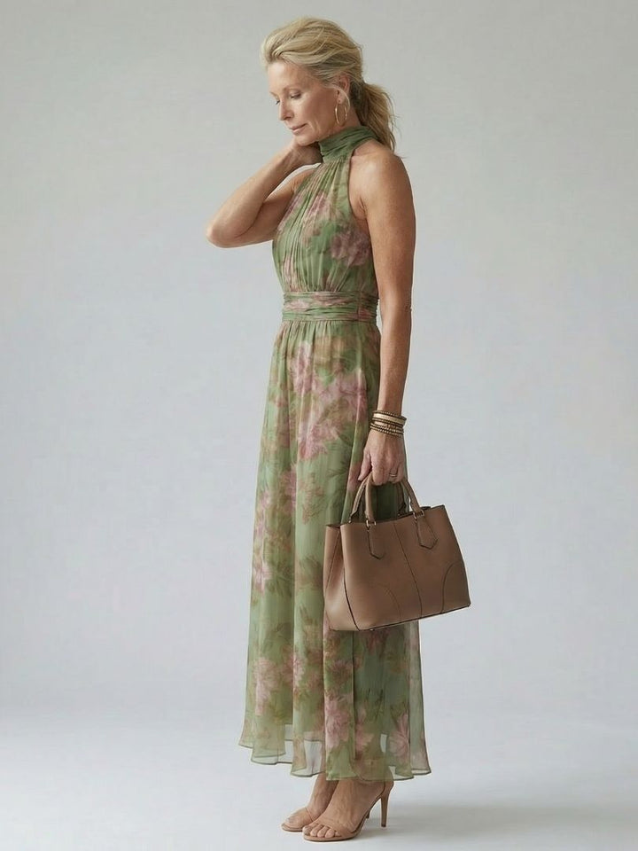 Mirelle | Samlet Halter Midi Kjole